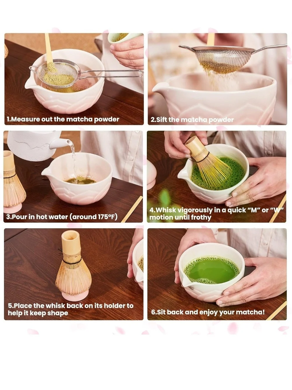 Ceramic Matcha Tea Set Lotus Cyan Green - Complete Home Kitchen Kit 6 Pieces